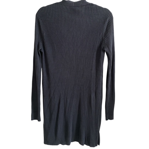 EILEEN FISHER 100% Tencel Dark Gray Ribbed Cardigan Size M - Picture 3 of 13